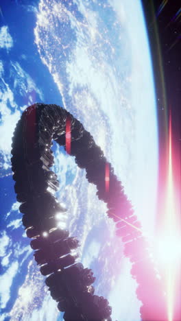 a futuristic space station orbiting earth