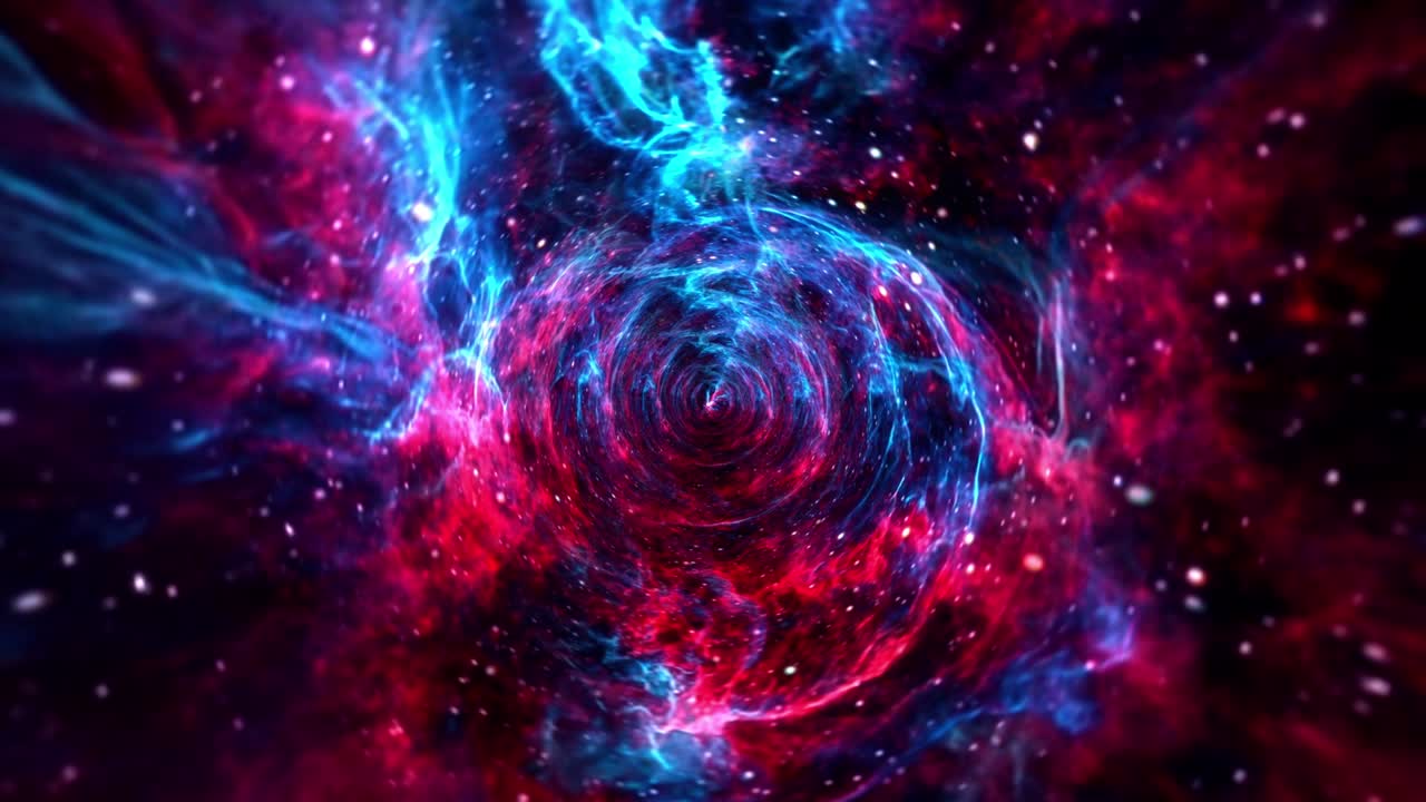 vuelo interestelar abstracto, viaje en el tiempo salto en estrella azul roja hiper espacio estallido warp.4k 3d bucle sin costuras hiper túnel o agujero de gusano ciencia fondo digital singularidad, onda gravitacional