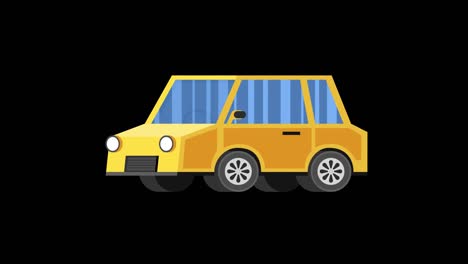 cartoon yellow car animation. looped animation with alpha channel