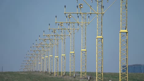 a line of the landing lights in the airport