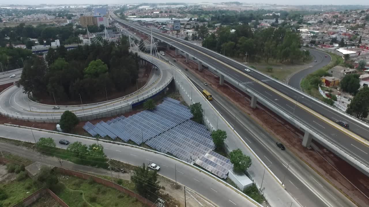 Aerial view of a highway in Puebla, Mexico