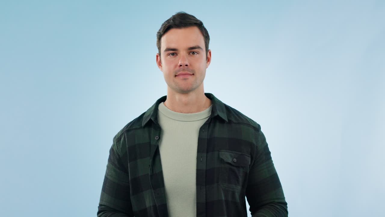 Green screen, tablet and face of happy man studio