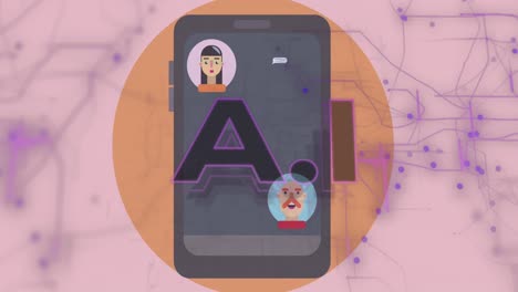 animación de chat en el teléfono inteligente y la red ai