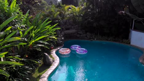 a swimming pool in an open villa in central goa , india