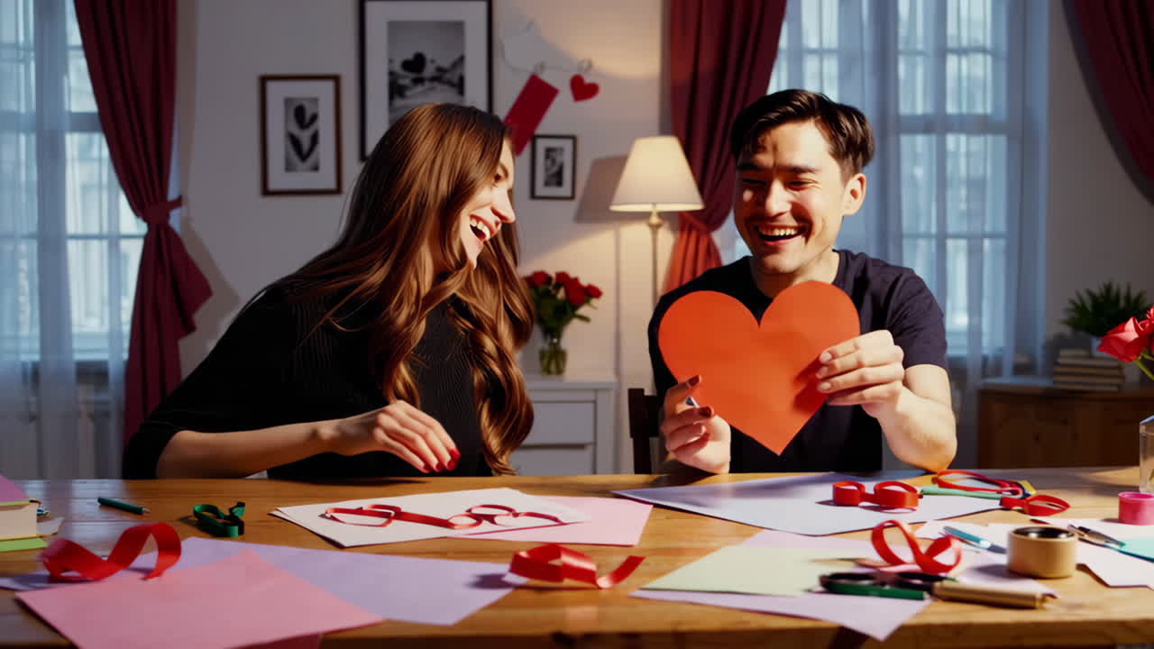 Couple Making a Valentine's Day Card