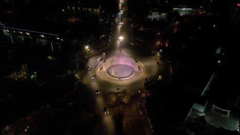 drone night shot over paseo monejo in merida yucatan mexico exclent video for a travel vlog