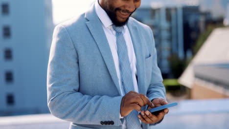 Smile,-phone-and-hands-of-black-man-in-city