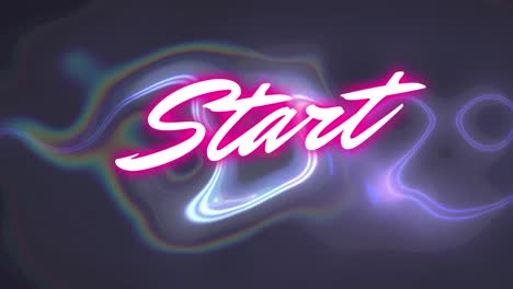 Animation-of-start-text-over-liquid-on-black-background