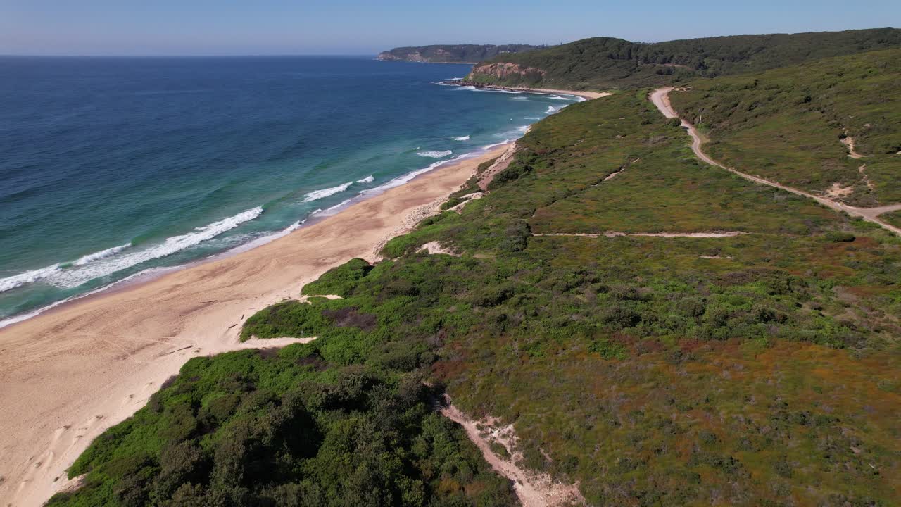 Turquoise Ocean At Glenrock Beach In Merewether, NSW, Australia - Aerial Drone Shot