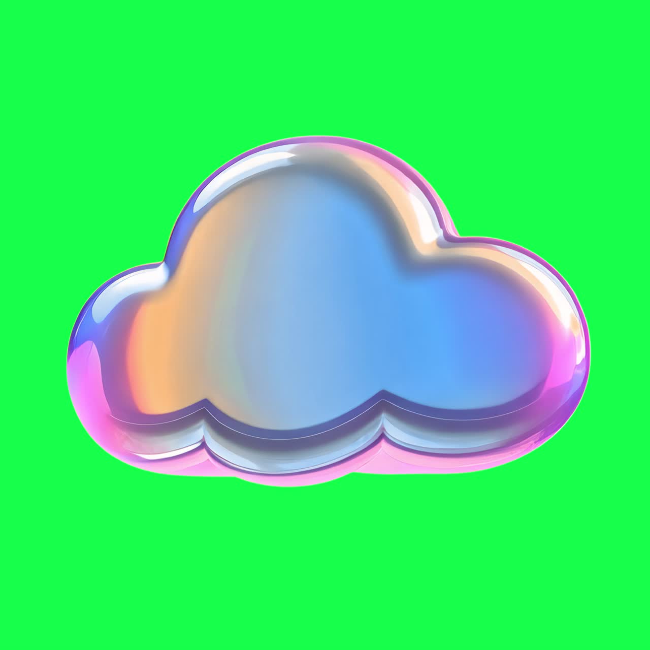 Colorful glossy cloud design animation, transparent 4K video, green screen