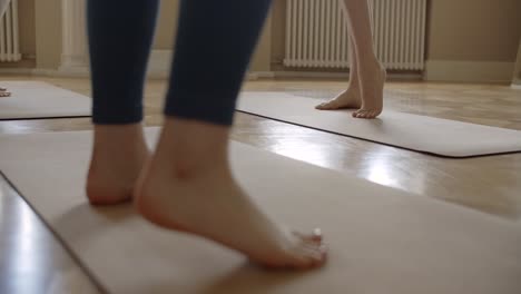 women practicing yoga