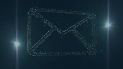 animation of envelope icon and light spots on black background