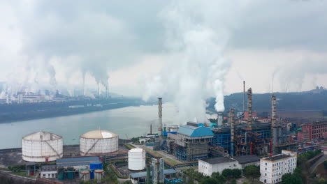 industrial factory smoke stack. petrochemical plant, oil and gas refinery. technological unit for air purification from pollution and environmental protection at an oil and gas enterprise.
