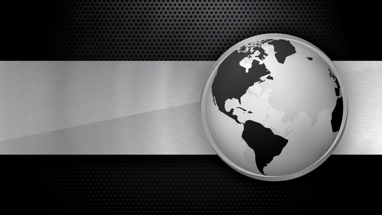 planeta tierra, globo abstracto en el fondo industrial de acero, bucle infinito