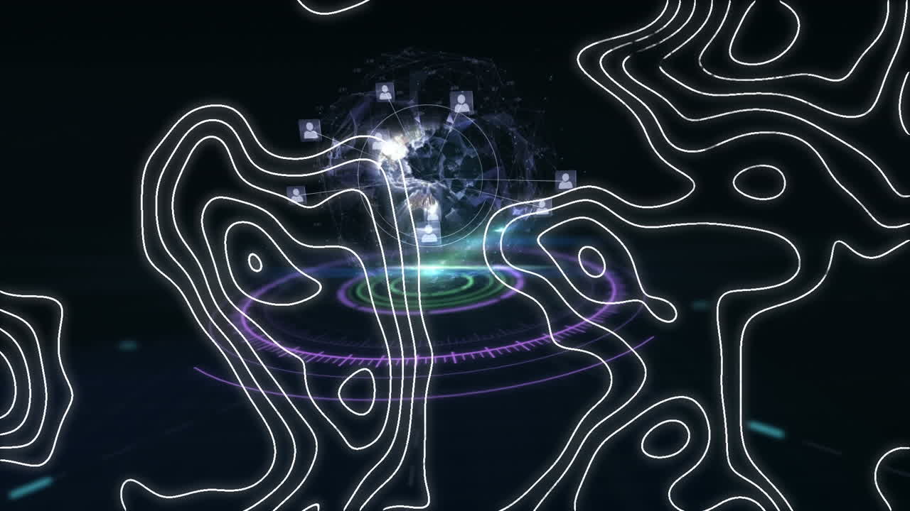 animación de líneas blancas sobre el globo