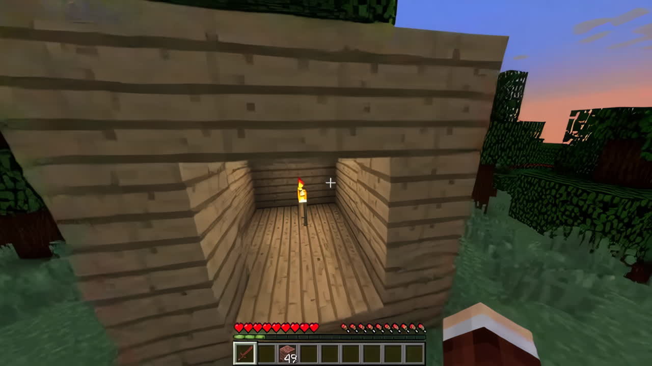 Minecraft Gameplay - Wooden Hut in a Forest