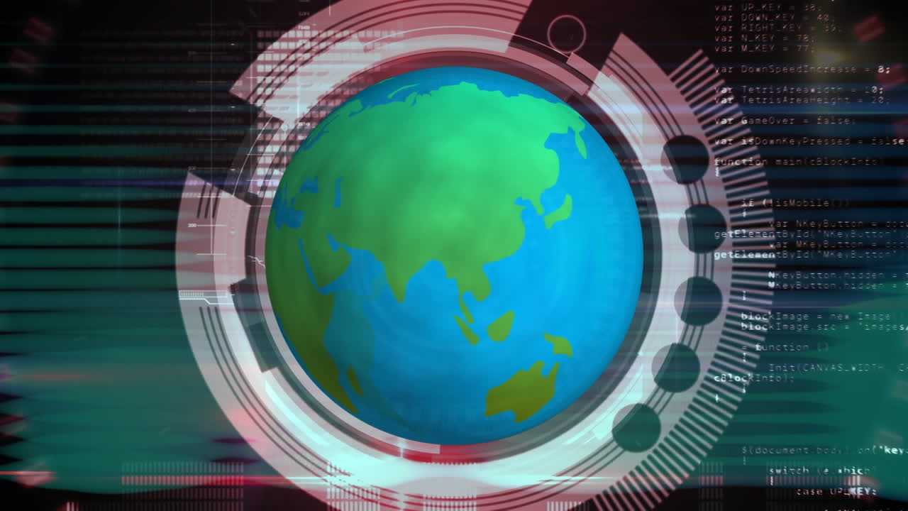 animación de redes de conexiones con globo giratorio y alcance