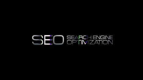 4k seo zoekmachine optimalisatie glitch tekst effect geïsoleerde titel. de glitch seo titel met zilveren lus licht animatie isoleren met behulp van quicktime alpha kanaal prores 4444 voor seo intro concept.