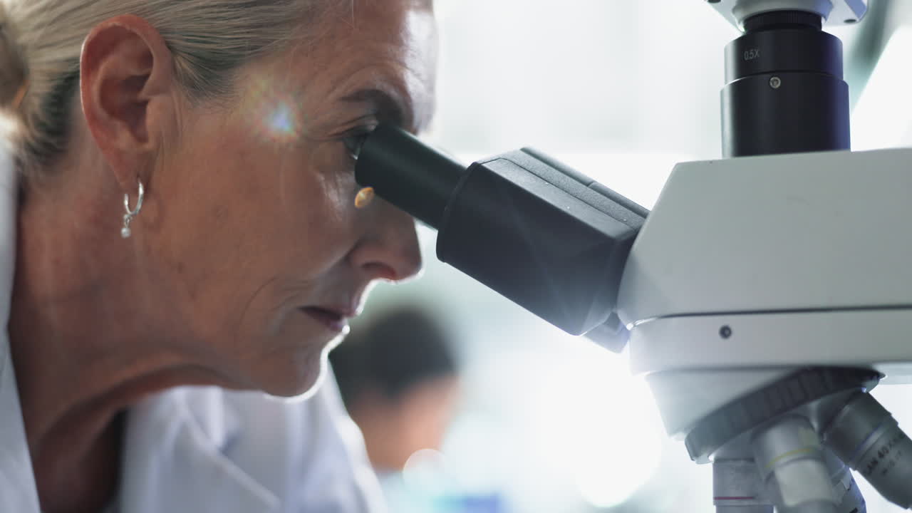científicos trabajando con microscopios en un laboratorio