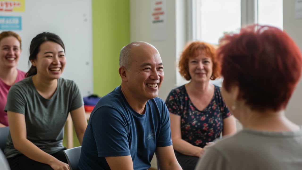 Group of Diverse Individuals Engaging in Fun and Joyful Laughter, Emphasizing Connection and Shared Moments in a Relaxed Environment