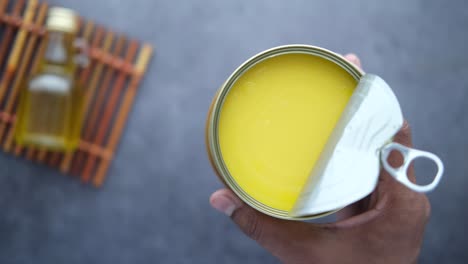 open can of ghee