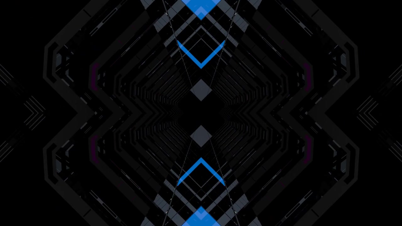 Abstract Digital Tunnel with Pulsing Blue and Pink Geometric Lights