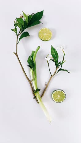 fresh lime and green onion arrangement