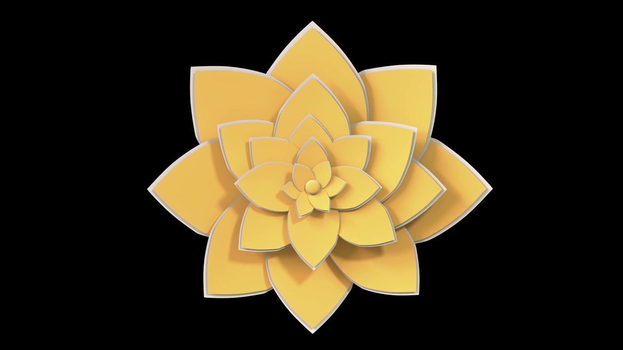 Animación en bucle de flor de durazno con estilo gráfico y renderizado 3D, incluye mate alfa