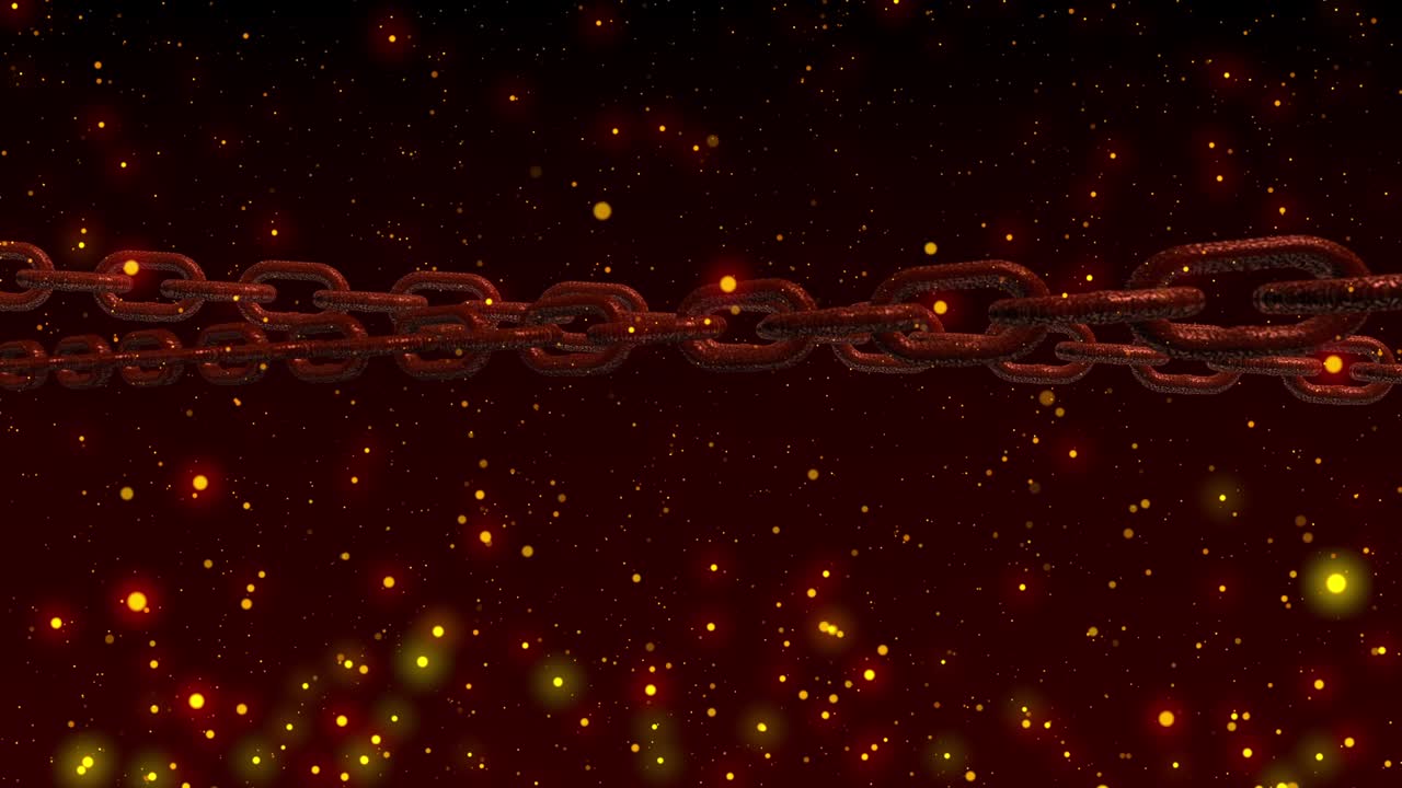 스파크 불 입자 배경 루프 애니메이션과 함께 녹은 사슬