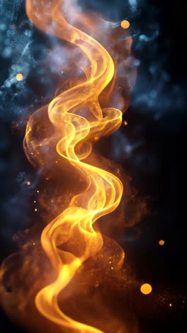 bright orange flames swirl in an abstract pattern against a dark background