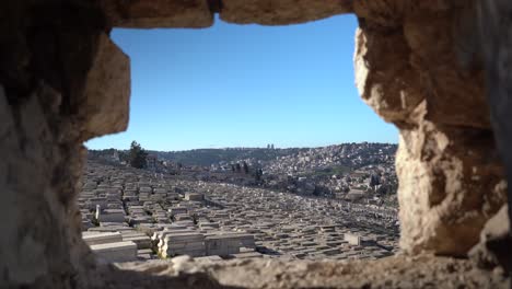 Jerusalén-Israel-Vista-A-Través-De-La-Pared-De-La-Ventana-De-Roca