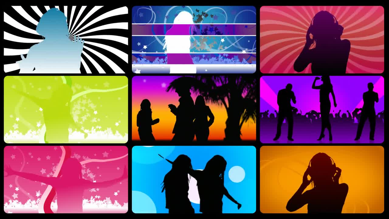 Filmato di montaggio che presenta silhouette che ballano