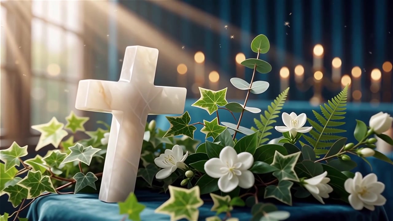 Cruz Cristiana con Luz Celestial, Fondo para Adoración.