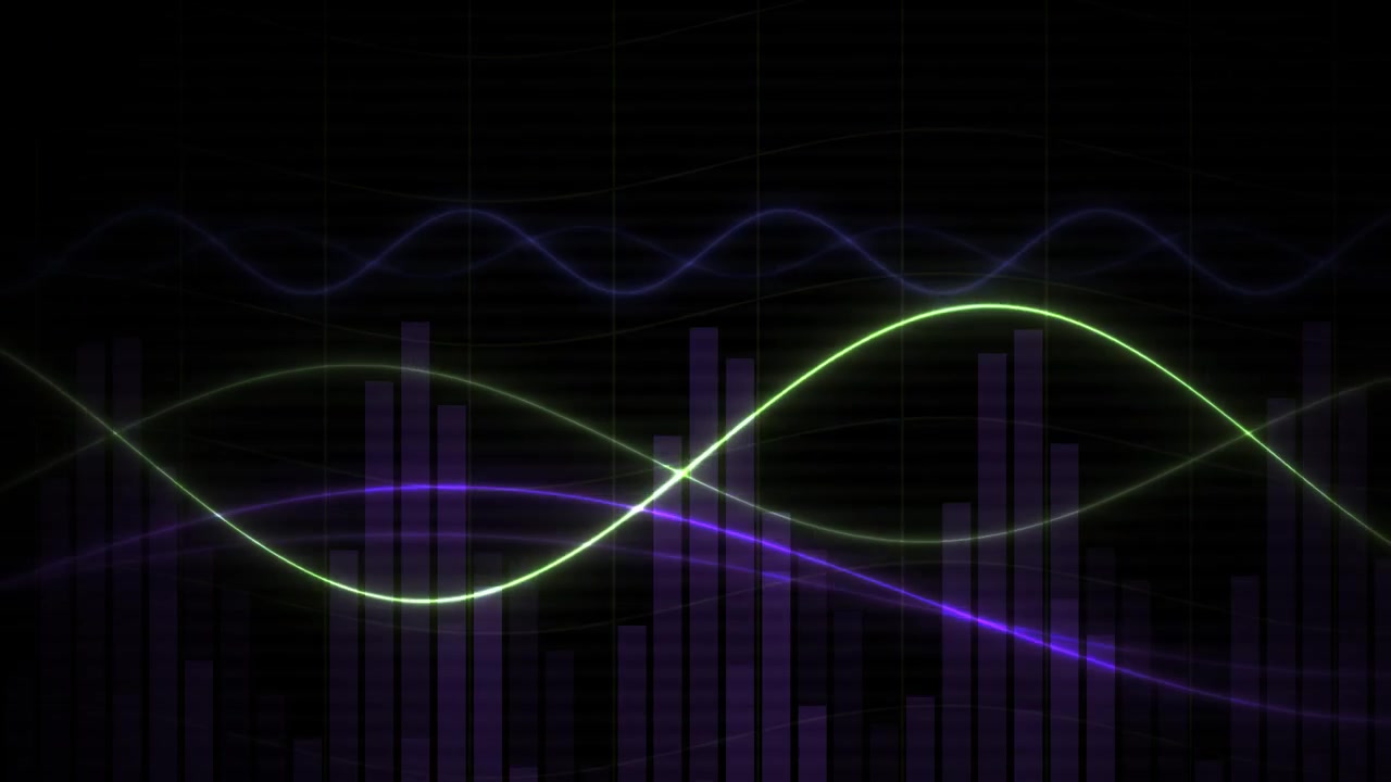 Dynamic Animation of Glowing Sine Waves and Bar Graphs