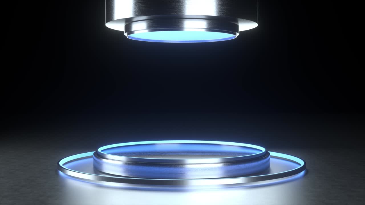 pedestal de neón futurista para la presentación del producto.