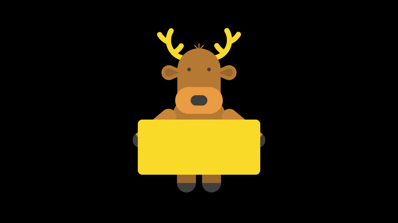 el reno sostiene un cartel con la inscripción feliz año nuevo. canal alfa