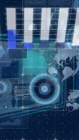 animación del procesamiento de datos sobre un fondo azul