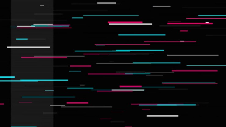 Abstract Digital Glitch Effect with Moving Horizontal Lines