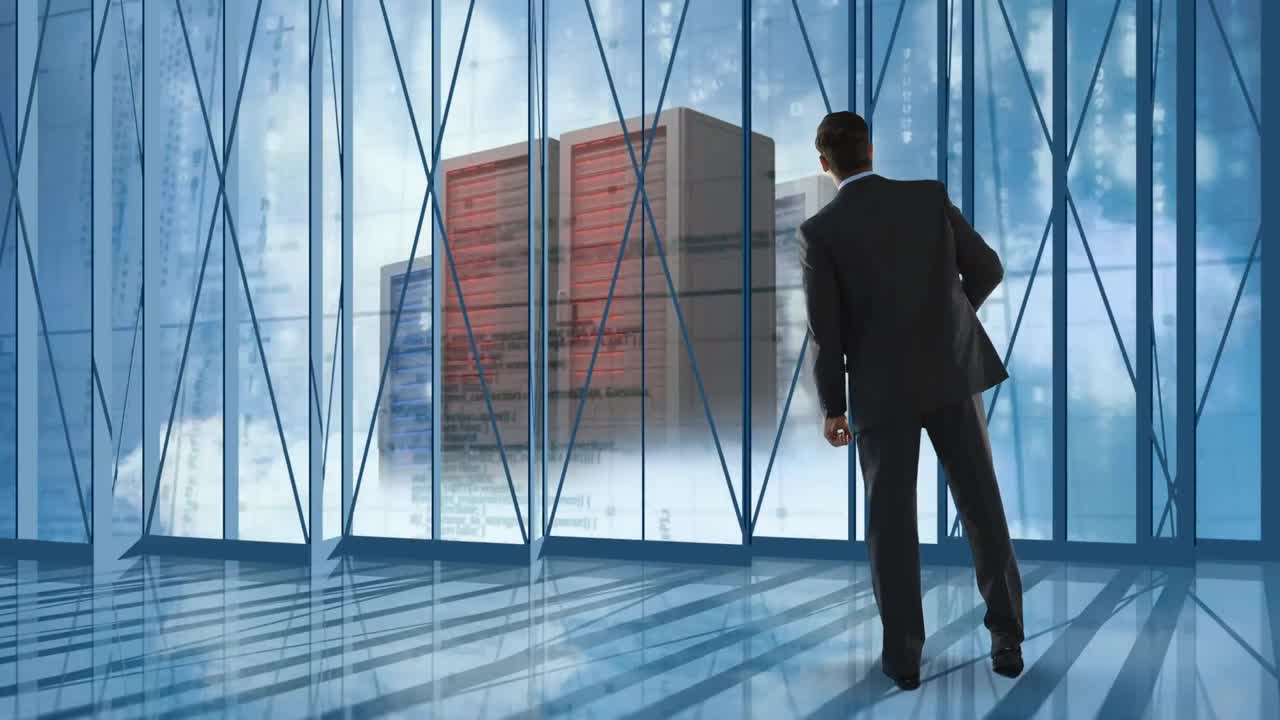 animación de hombres que buscan códigos binarios