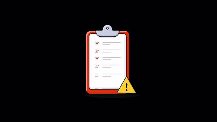 Animated Clipboard with Checklist Completion and Warning