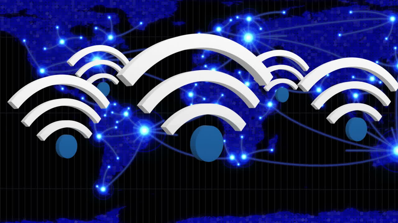 símbolo wifi y un mapa del mundo