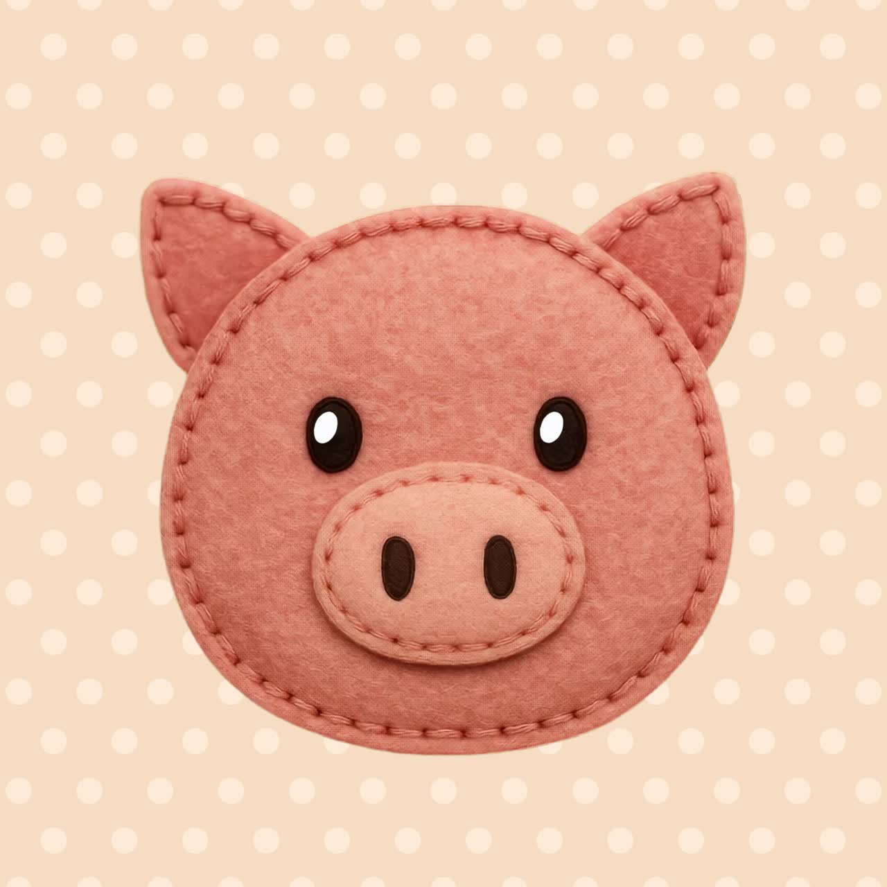 Cute felt pig illustration animation isolated asset, transparent 4K video, alpha channel, ProRes