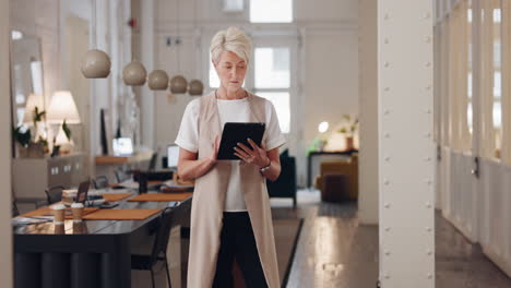 Senior,-woman-and-tablet-for-a-creative-agency