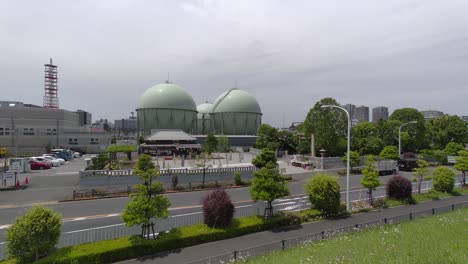 gas tank in japan, tokyo landscape 2022
