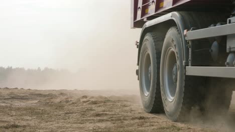 construction truck on a dusty road