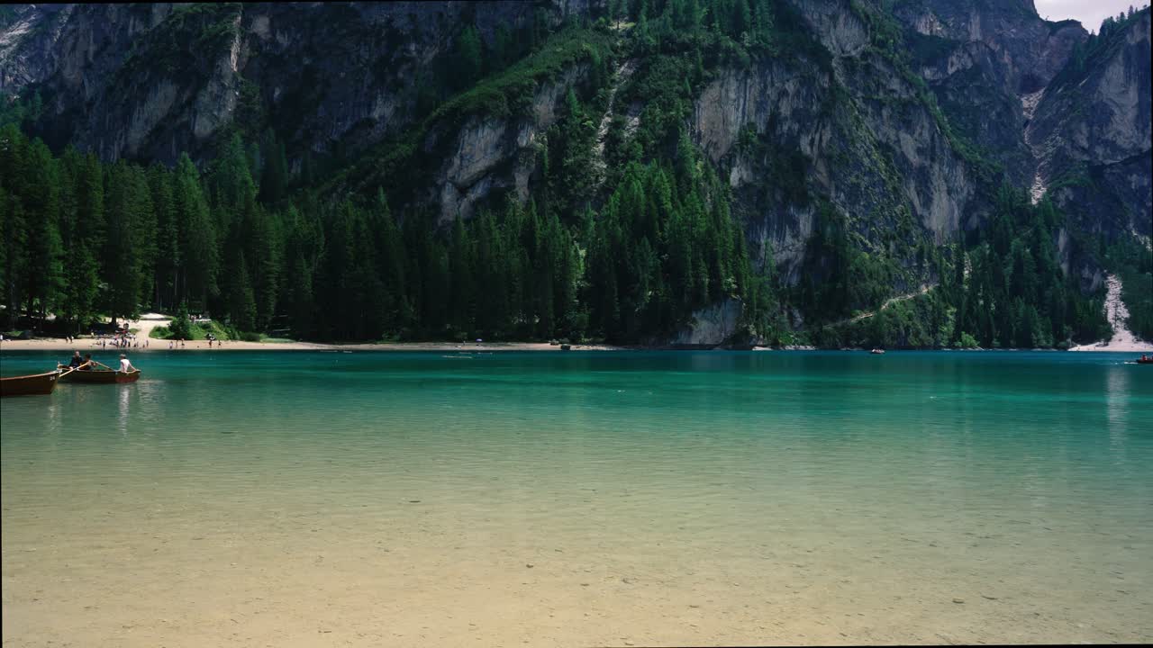 Lake Lago di Braies in Dolomites, Italy Alps