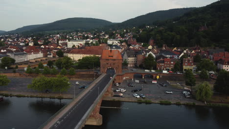 aerial view of a bridge and town in germany