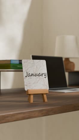 vertical video of calendar on work desk showing january