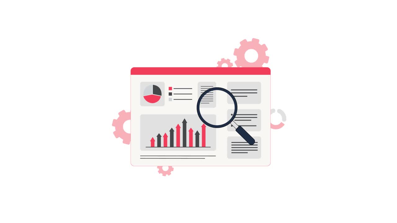 Digital Dashboard with Charts and Magnifying Glass for Data Analysis