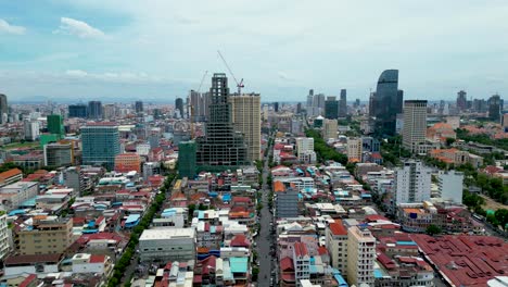 aerial view of phnom penh city skyline